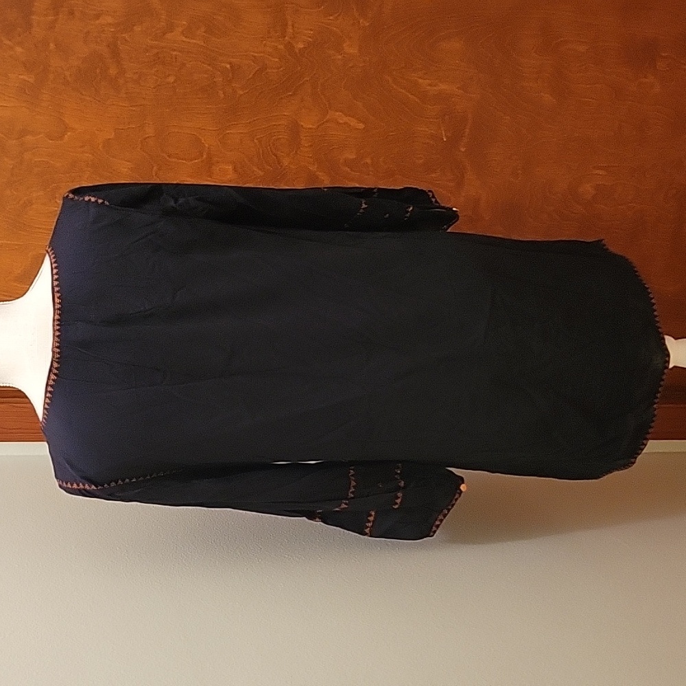 Madewell | Black Embroidered Signal Dress with Orange Stitching in size Small - Picture 7 of 11